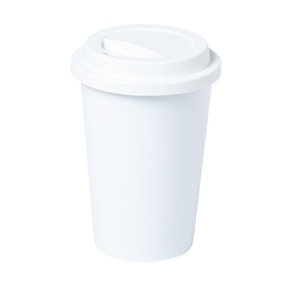 PLACUP. Vaso blanco con tapa reutilizable de 450ml en PLA