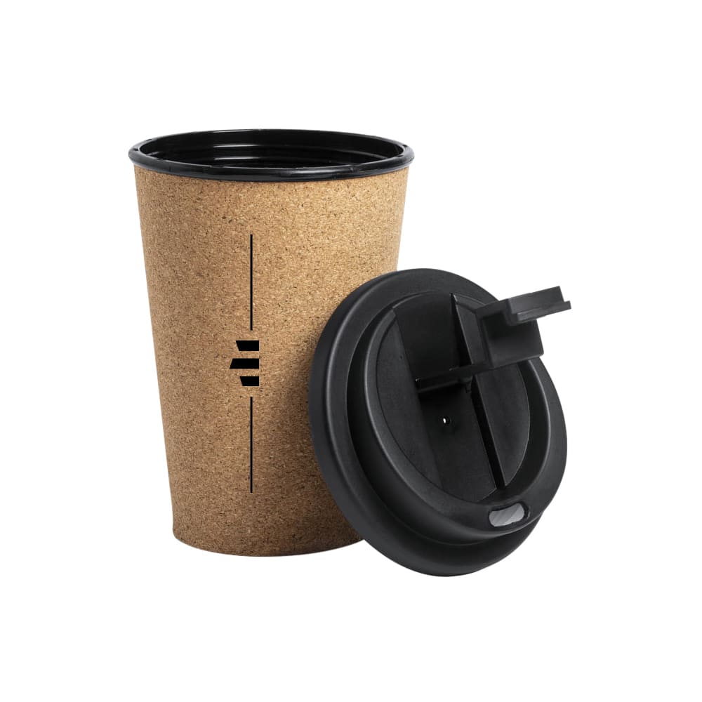 Vaso de corcho natural con tapa negra POLARIS, de 350ml