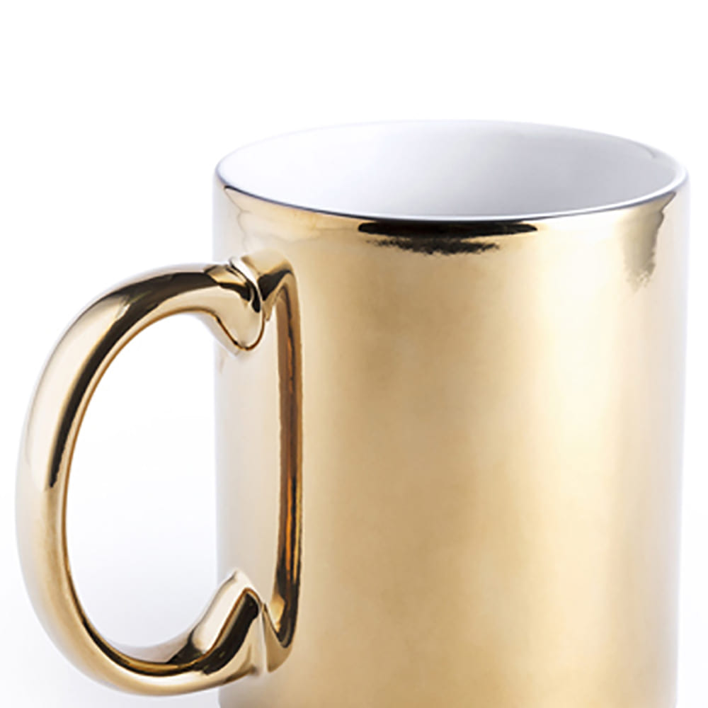 NAIR. Taza cerámica de 350ml con acabado dorado o plateado