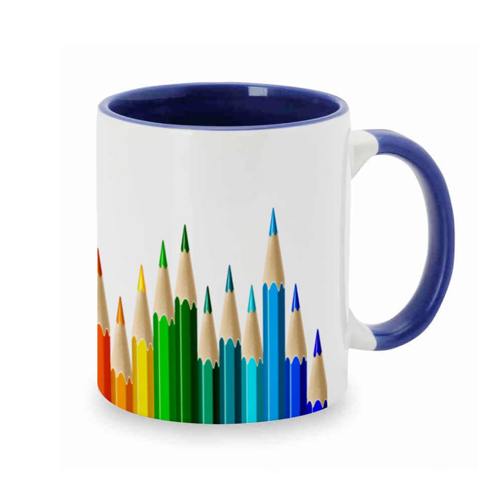 HUNOR. Taza cerámica blanca con interior de color de 350ml