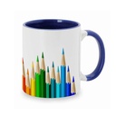 HUNOR. Taza cerámica blanca con interior de color de 350ml