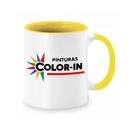 HUNOR. Taza cerámica blanca con interior de color de 350ml