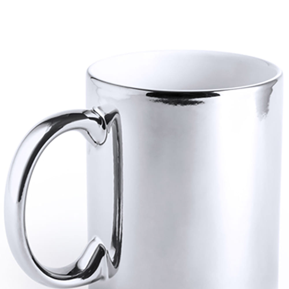 NAIR. Taza cerámica de 350ml con acabado dorado o plateado