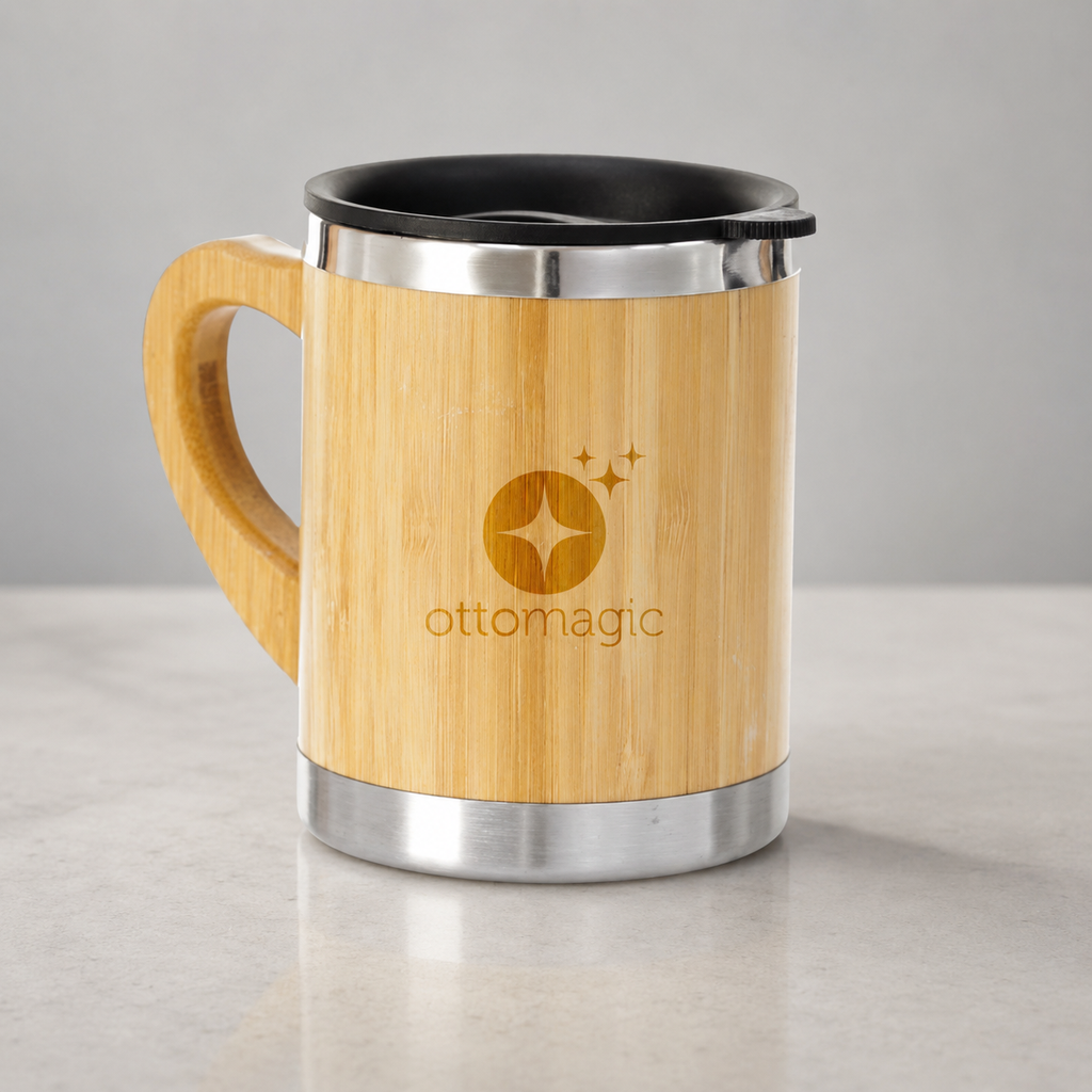 VEGA. Taza térmica de bambú con tapa de 30cl