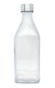 Botella de cristal cuadrada DELTA con tapón plateado