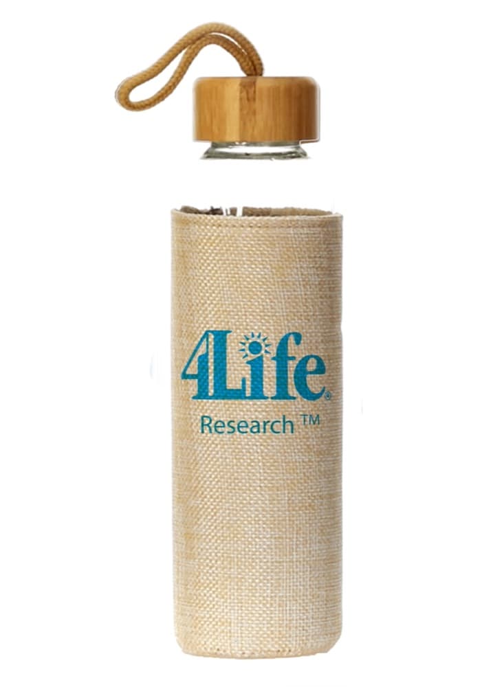 Botella de vidrio NATURE 55 con protección y tapón bambú