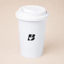 PLACUP. Vaso blanco con tapa reutilizable de 450ml en PLA