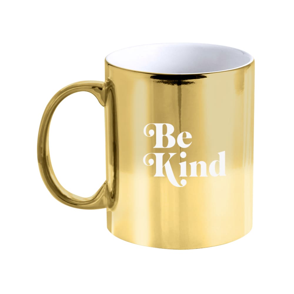 NAIR. Taza cerámica de 350ml con acabado dorado o plateado