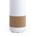 Reva. Bidón de metal de 750ml blanco con una banda de corcho natural