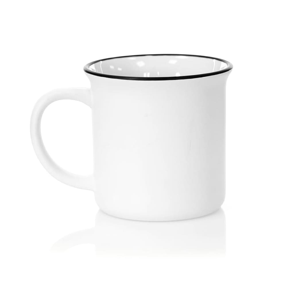 BATEN. Taza cerámica blanca diseño vintage de 30cl