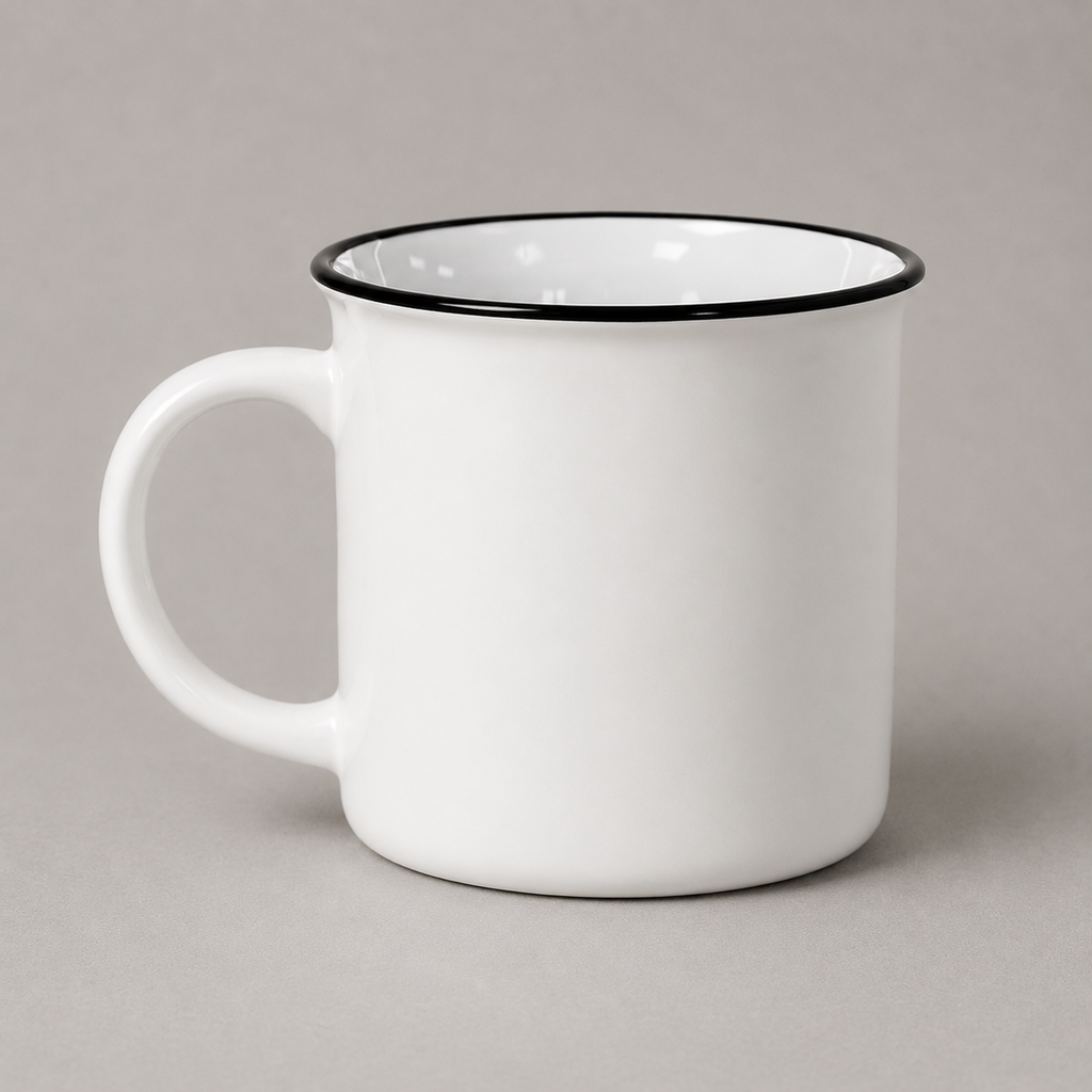 BATEN. Taza cerámica blanca diseño vintage de 30cl