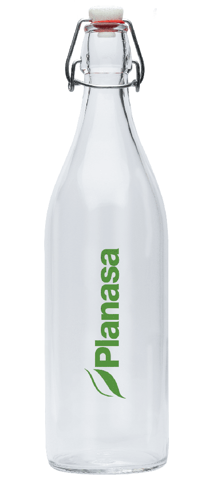 Botella de cristal RETRO LISA, con tapón mecánico