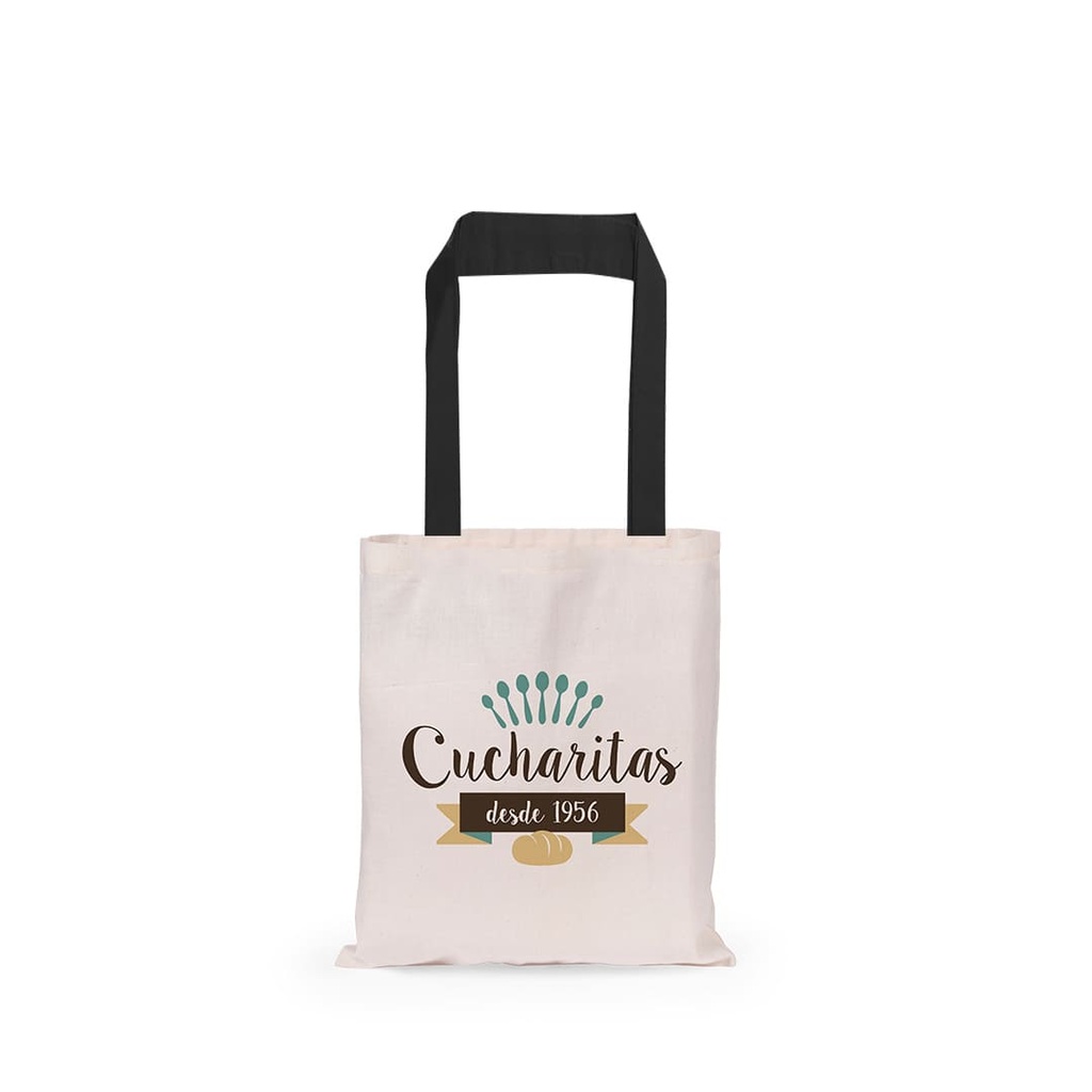 Bolsa algodón color natural con asas largas de colores FURY