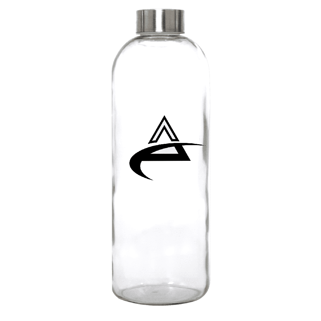 Mae 1 l. Botella de vidrio 1 l con tapón plateado o madera