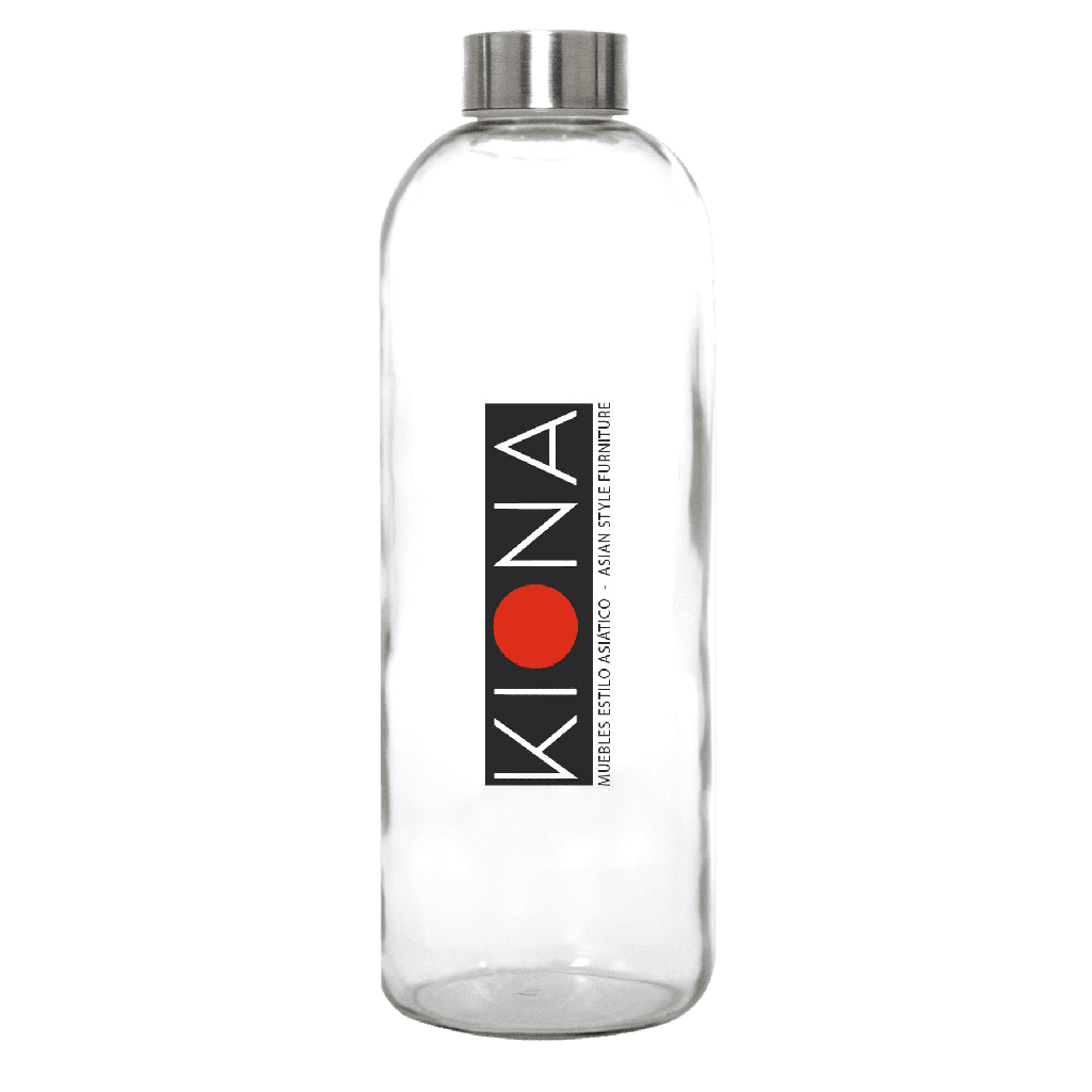 Mae 1 l. Botella de vidrio 1 l con tapón plateado o madera