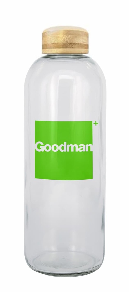 Mae 1 l. Botella de vidrio 1 l con tapón plateado o madera