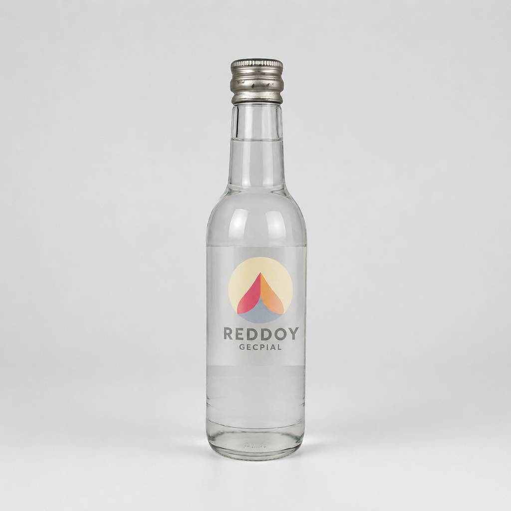 Botella de agua de cristal personalizada con tapón de rosca y etiqueta adhesiva