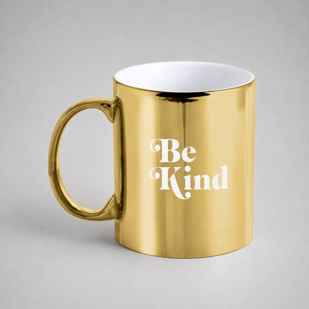 NAIR. Taza cerámica de 350ml con acabado dorado o plateado