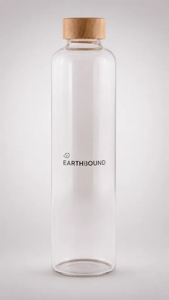 Bouteille en verre borosilicate transparent 1L avec bouchon en bois MAE LARGA