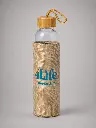Botella de vidrio NATURE 55 con protección y tapón bambú