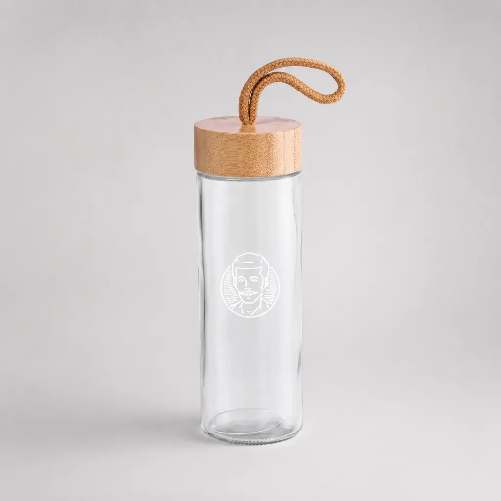 Botella de cristal y tapón de bambú ZEN SMALL de 420 ml