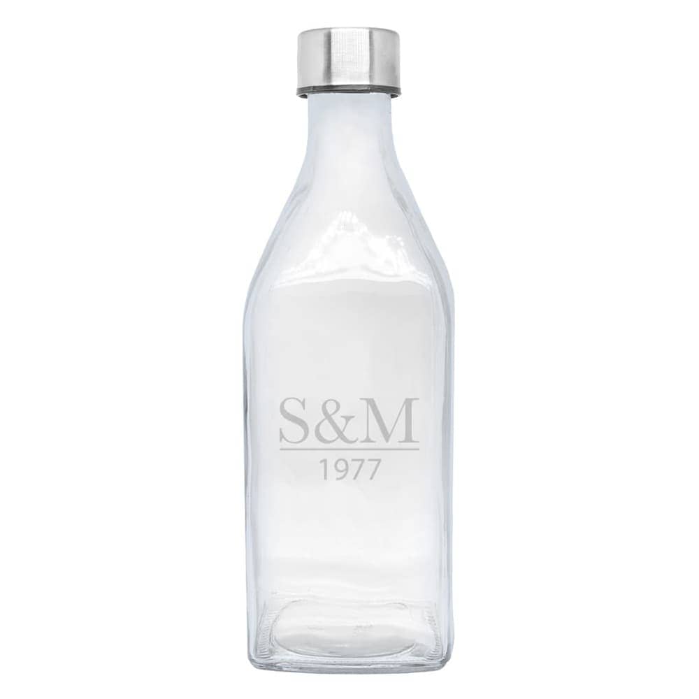 Square glass bottle with silver cap DELTA.