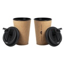 Vaso de corcho natural con tapa negra POLARIS, de 350ml