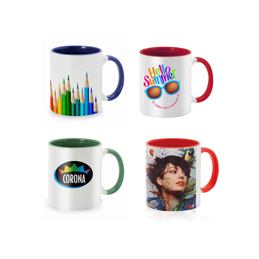 Tasse céramique blanche avec intérieur coloré HUNOR, 350ml