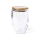 Vaso de cristal borosilicato con tapa de bambú TULLY  350 ml