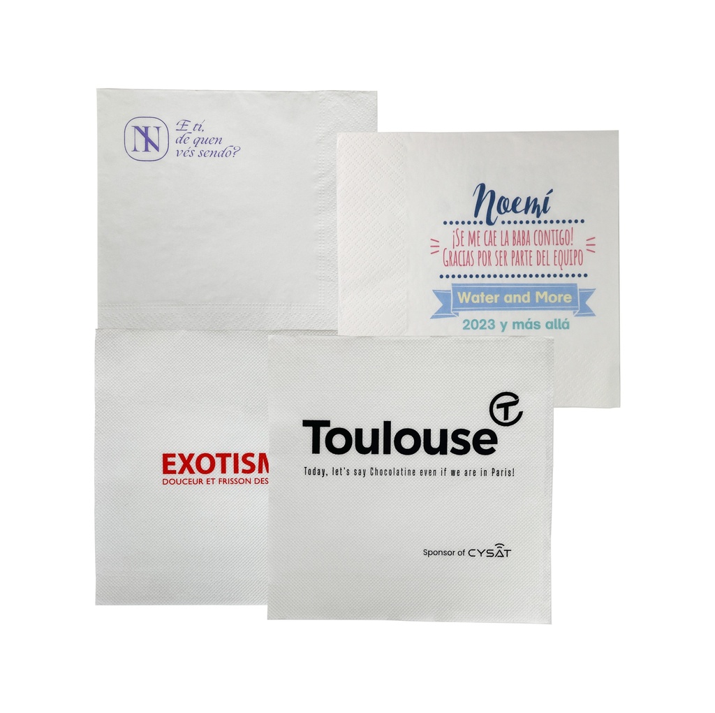 Servilletas personalizadas de mesa. 33x33cm-Plegada 16,5x16,5cm