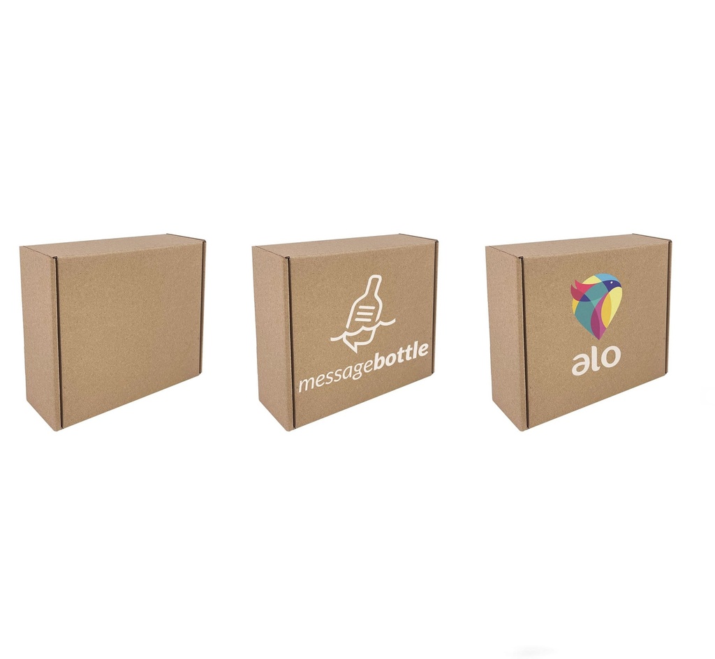 Self-assembling brown cardboard shipping boxes