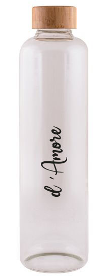 1l Borosilicate transparent glass bottle with wooden cap MAE LARGA