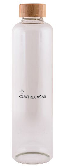1l Borosilicate transparent glass bottle with wooden cap MAE LARGA