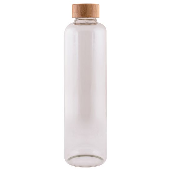 1l Borosilicate transparent glass bottle with wooden cap MAE LARGA