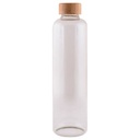 Bouteille en verre borosilicate transparent 1L avec bouchon en bois MAE LARGA