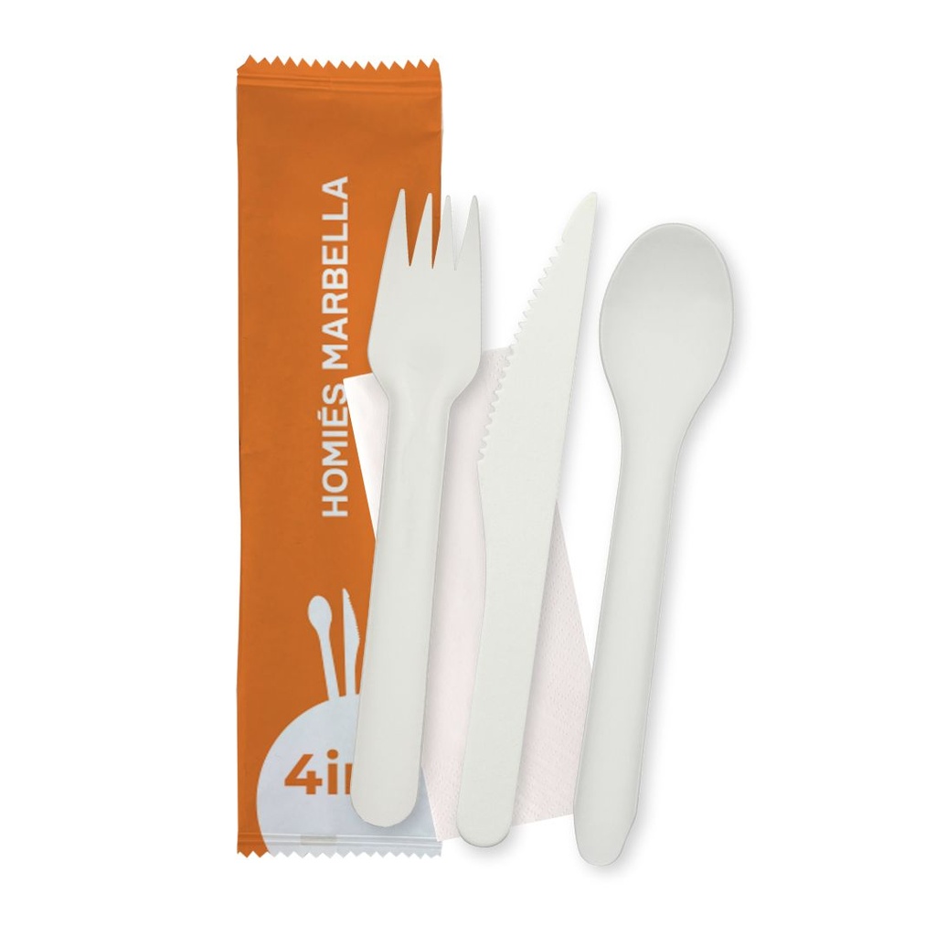 Set posate di carta composto da 4 componenti