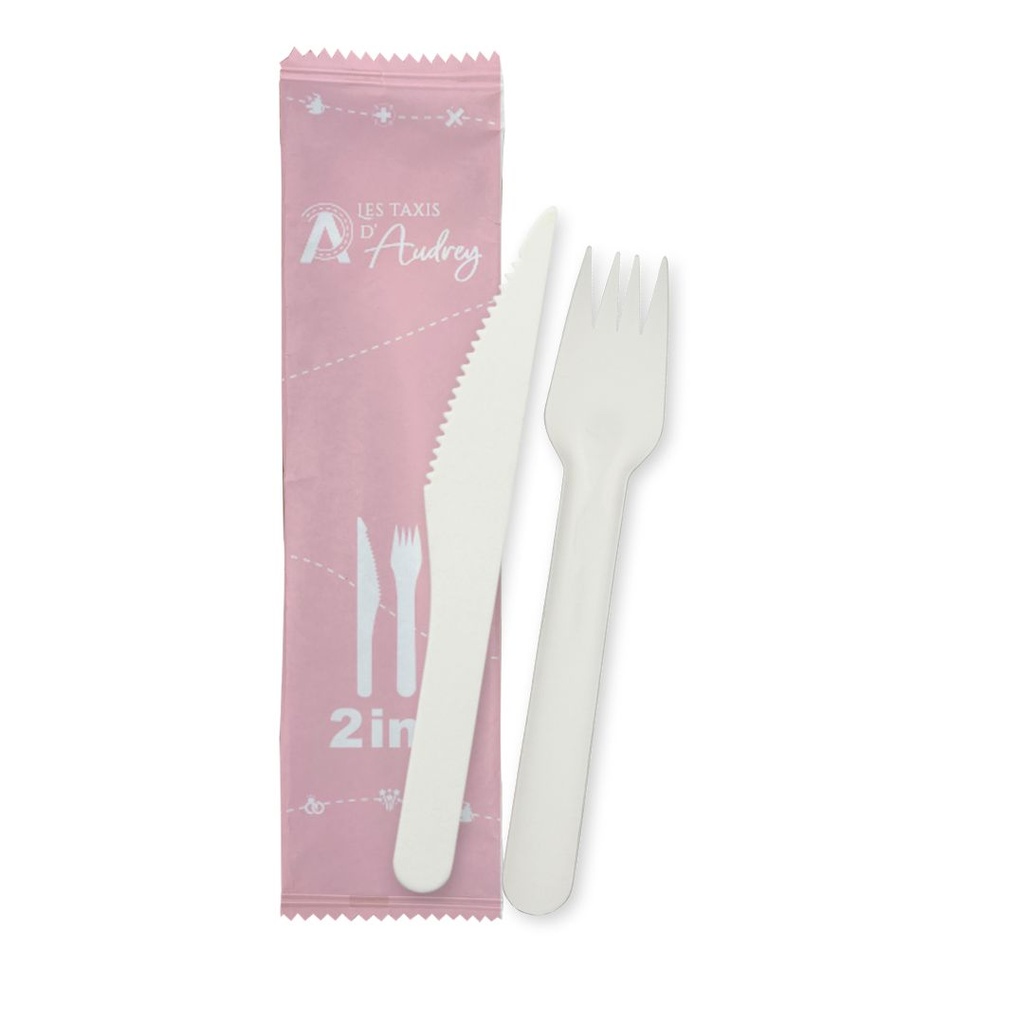 Paper cutlery pouch set with 2 items