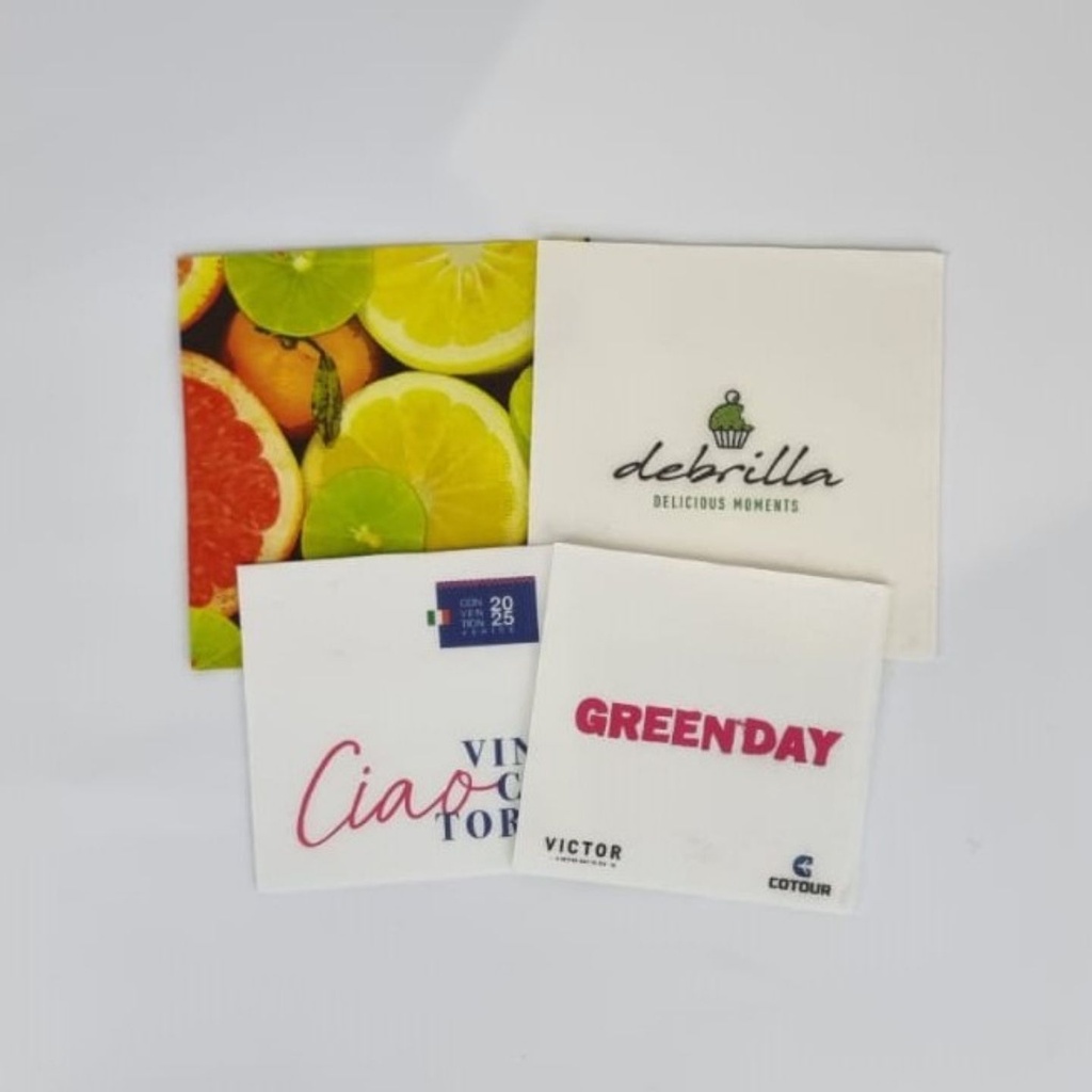 Serviette de cocktail blanche personnalisée en quadrichromie