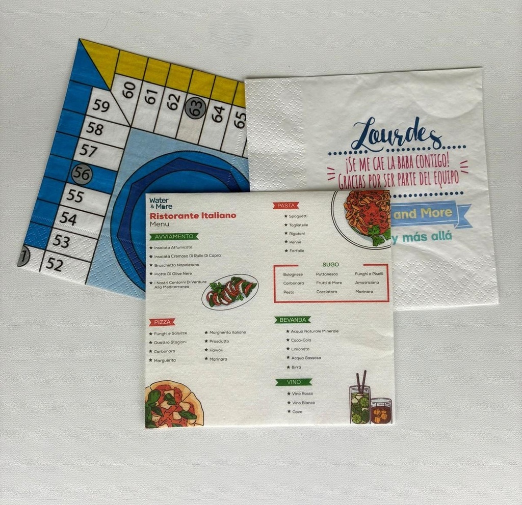 Servilleta de mesa 33x33 personalizada en cuatricomía 