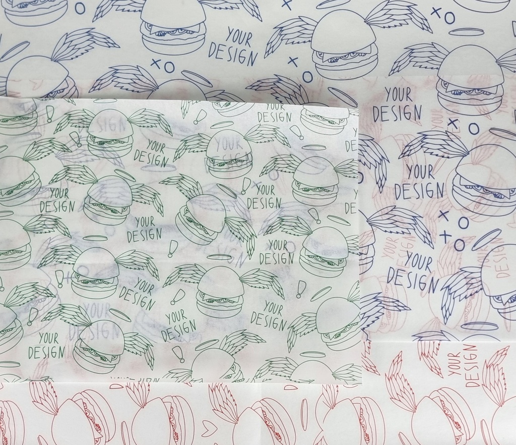 Weißes, fettabweisendes Papier, individuell bedruckbar 