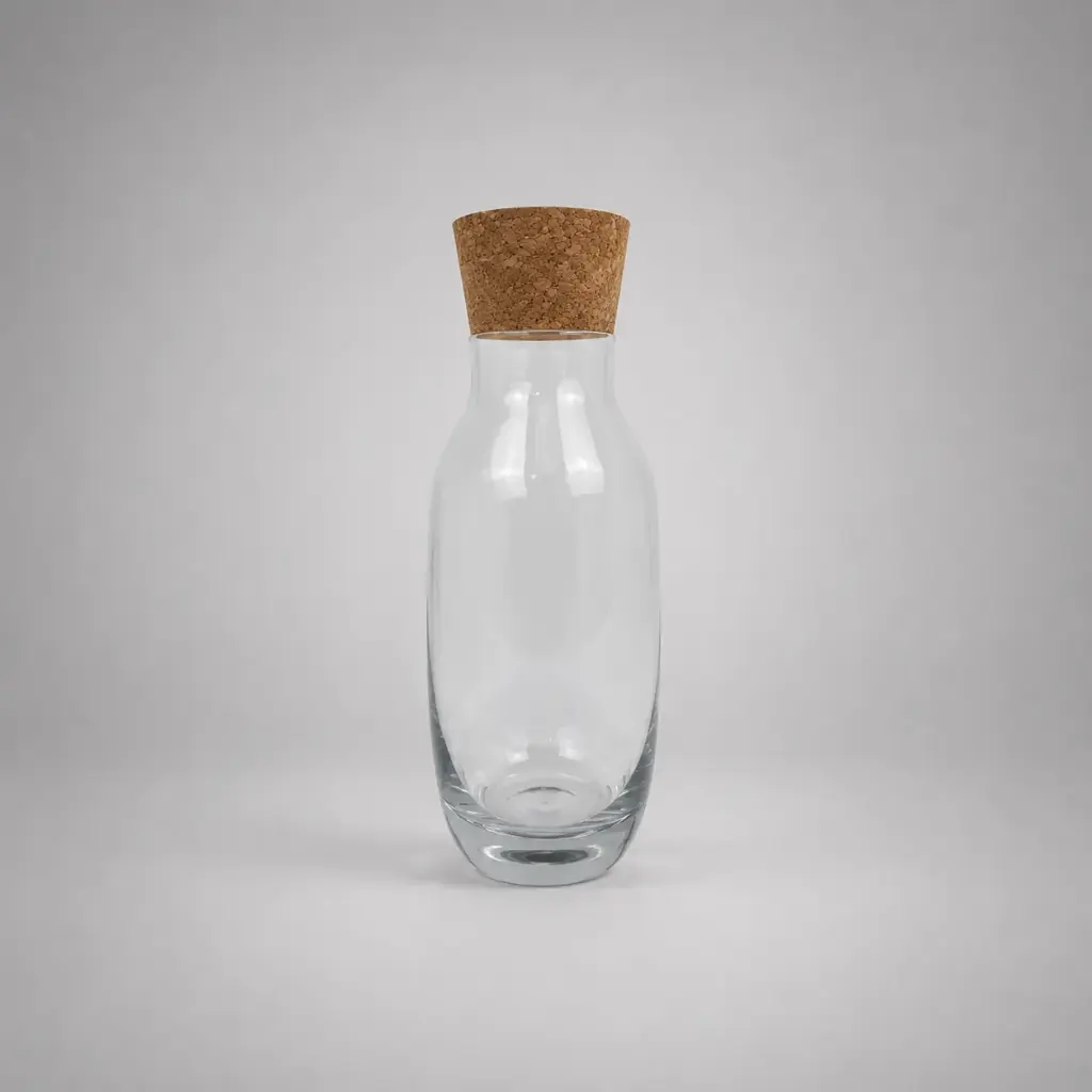 Bouteille en verre AMPHORE de 1 L avec bouchon en liège