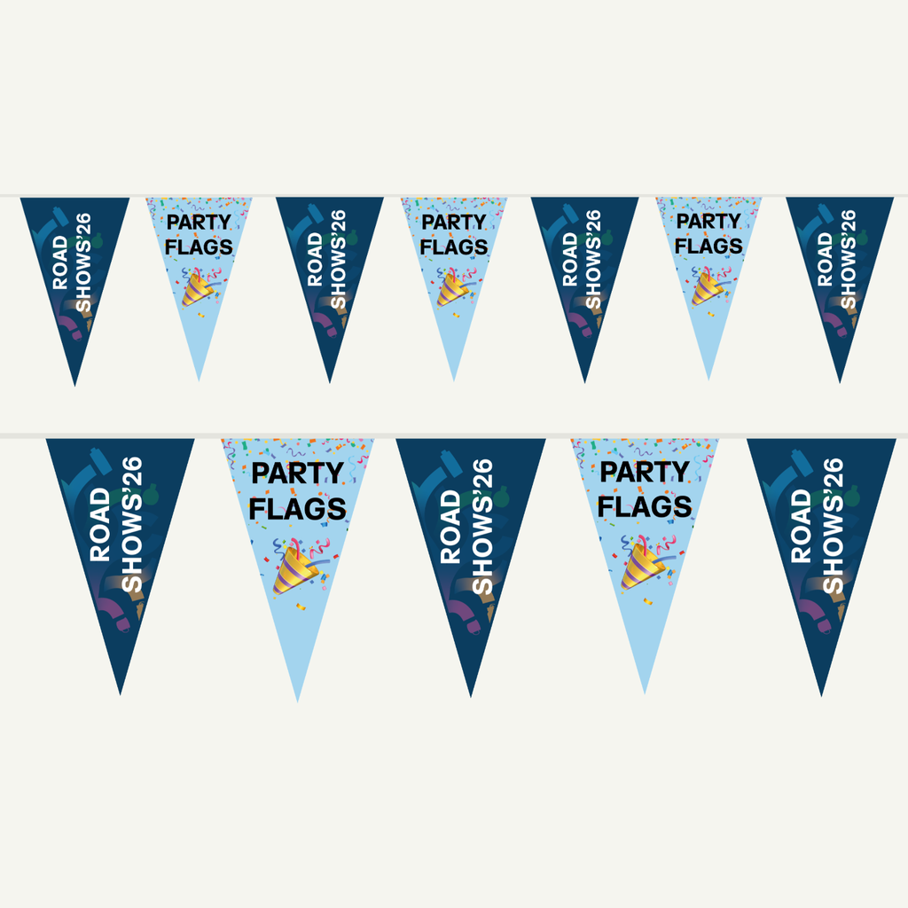 Individuell bedruckte Party-Wimpelketten in Vollfarbe, beidseitig bedruckt