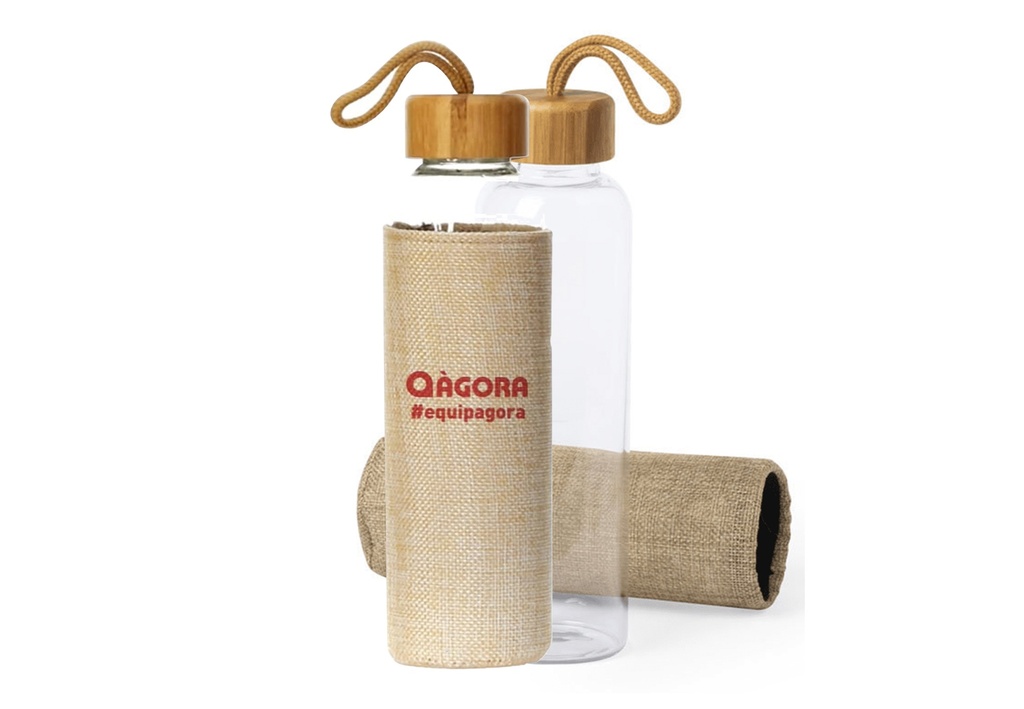 Bouteille en verre avec housse protective NATURE 55.