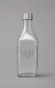 Vierkant-Glasflasche mit SilberDeckel DELTA.