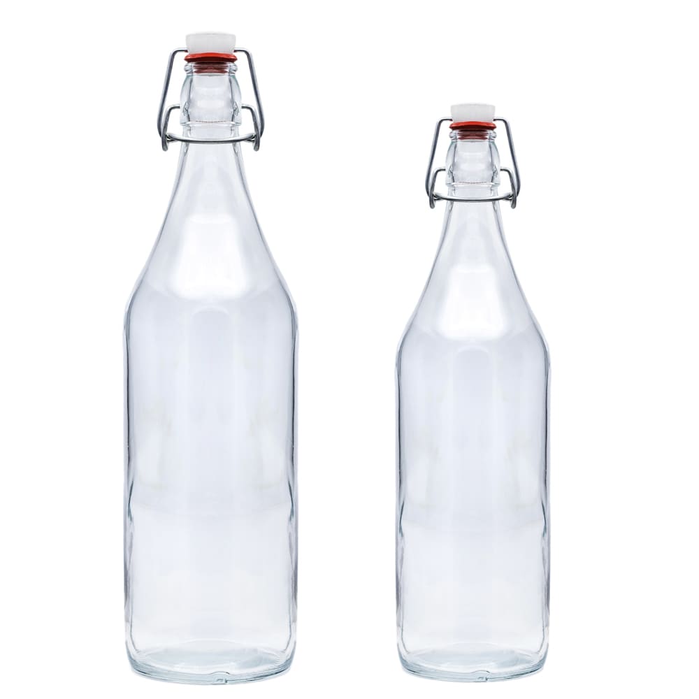 Botella de cristal RETRO LISA, con tapón mecánico