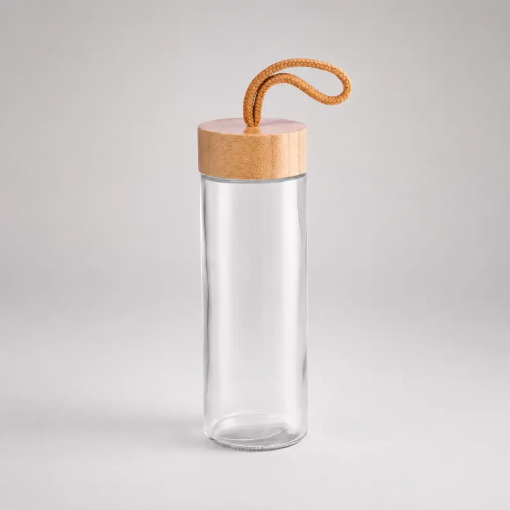 Glass bottle and bamboo cap 420 ml ZEN SMALL.
