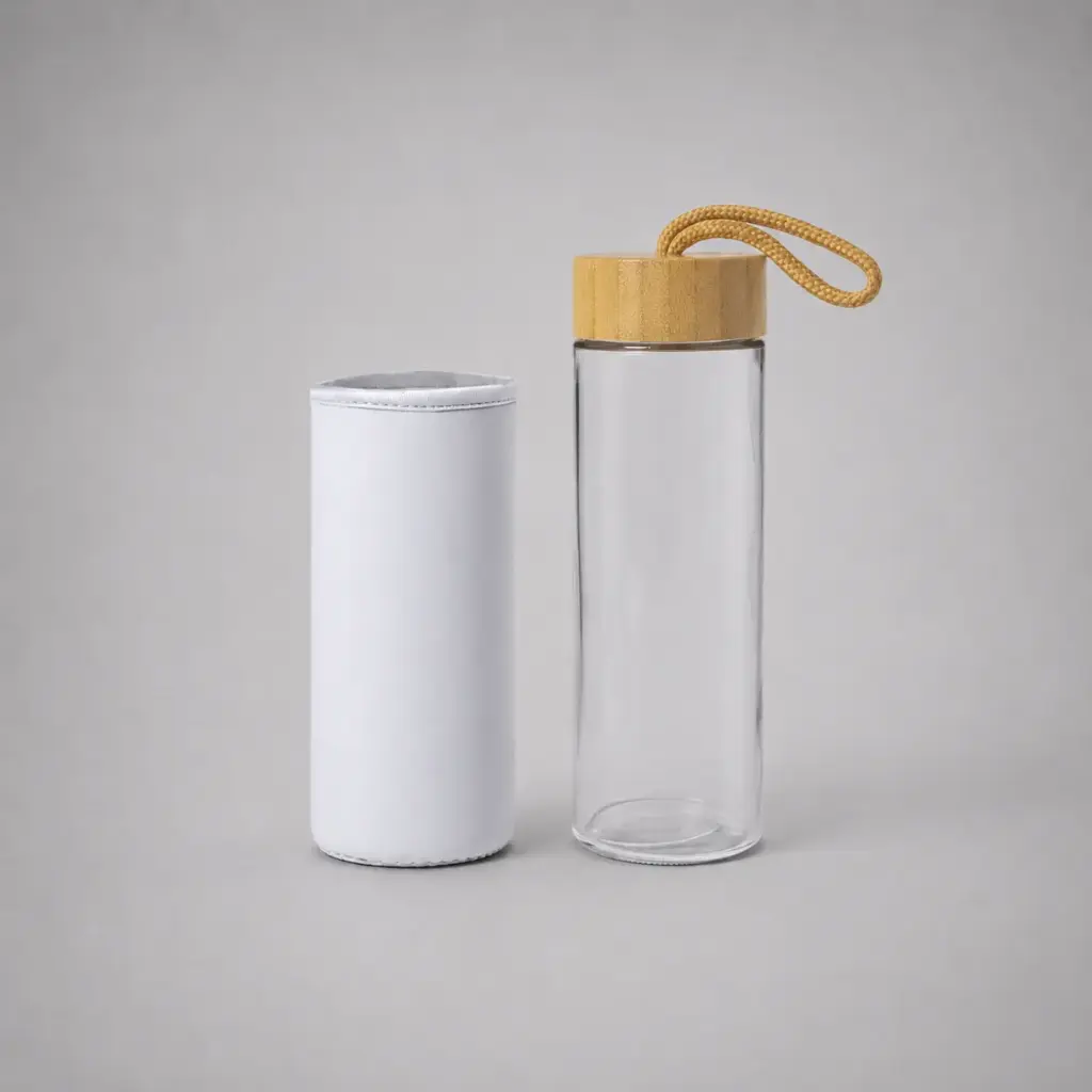 Bouteille en verre de 530 ml avec bouchon en bambou ZEN 53.