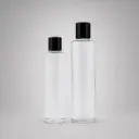 Glasflasche BALI  mit hoher schwarzer Deckel.