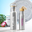 DRUCA. Bouteille métallique de 600ML avec bouchon en bambou