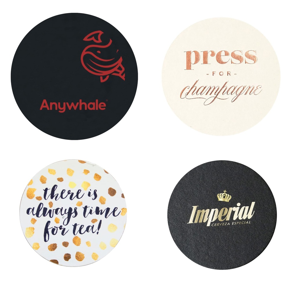 Posavasos redondo blanco o negro de 9cm personalizado